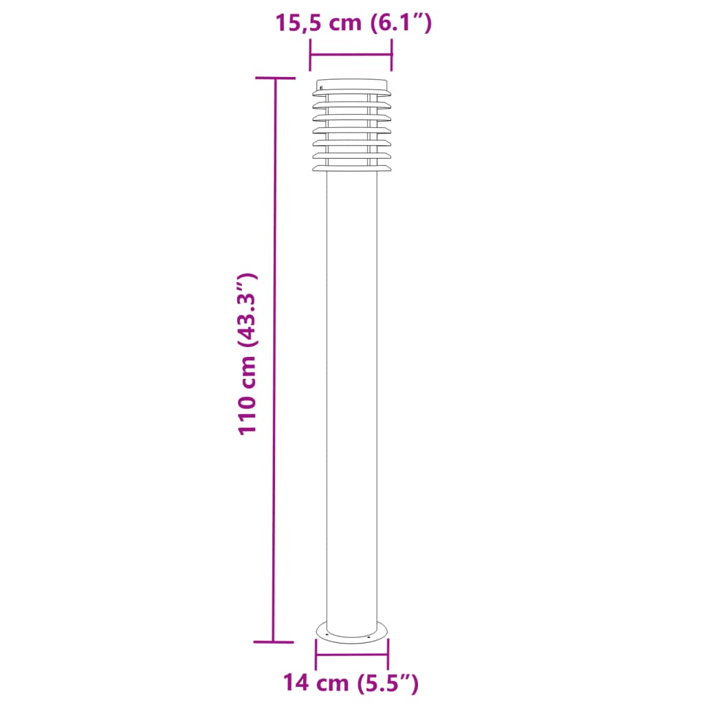Lauko šviestuvas, juodos spalvos, 110cm, nerūdijantis plienas