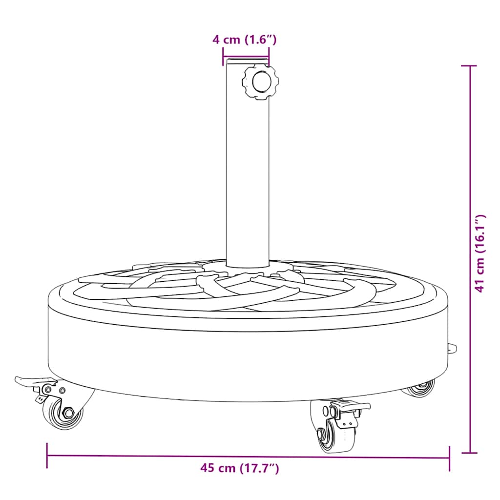 Skėčio nuo saulės pagrindas su ratukais 38/48mm stulpams, 27kg