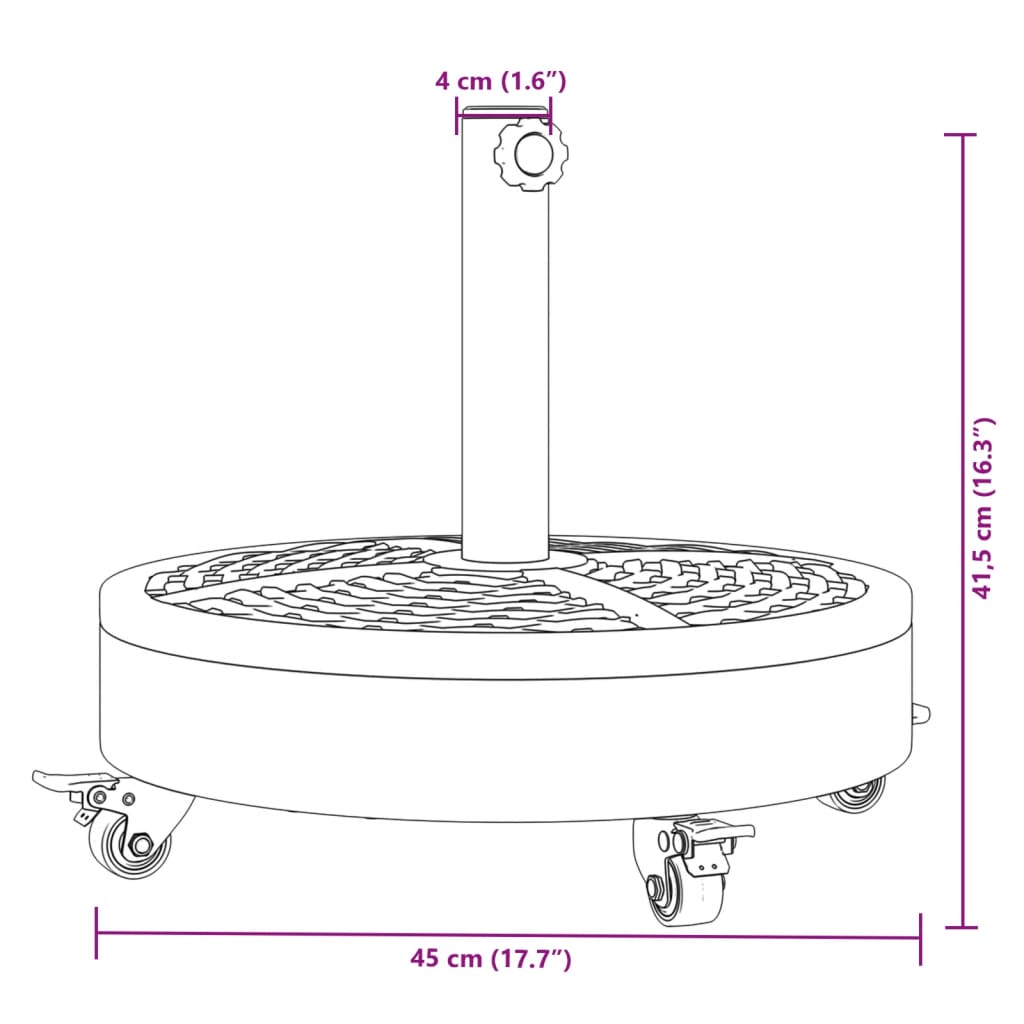 Skėčio nuo saulės pagrindas su ratukais 38/48mm stulpams, 27kg