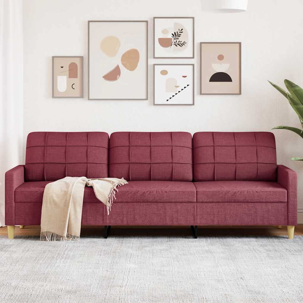 Trivietė sofa, raudonojo vyno spalvos, 180cm, audinys