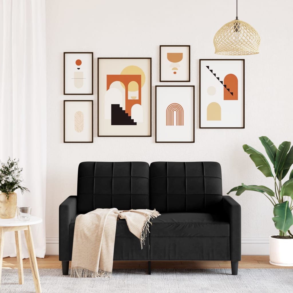 Dvivietė sofa, juodos spalvos, 120cm, aksomas