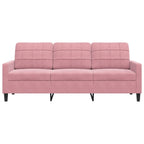 Trivietė sofa, rožinės spalvos, 180cm, aksomas