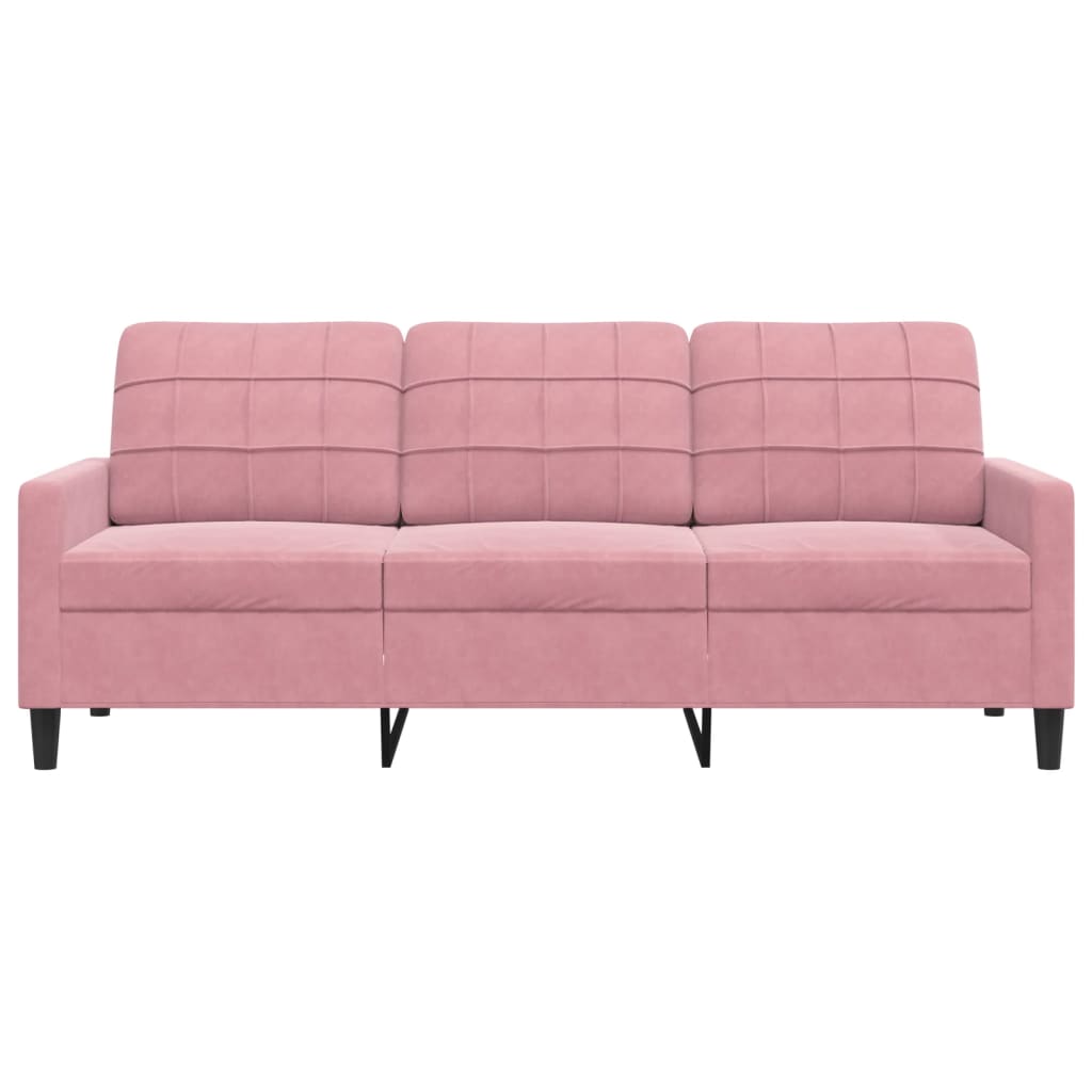 Trivietė sofa, rožinės spalvos, 180cm, aksomas