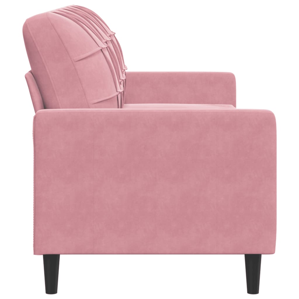 Trivietė sofa, rožinės spalvos, 180cm, aksomas