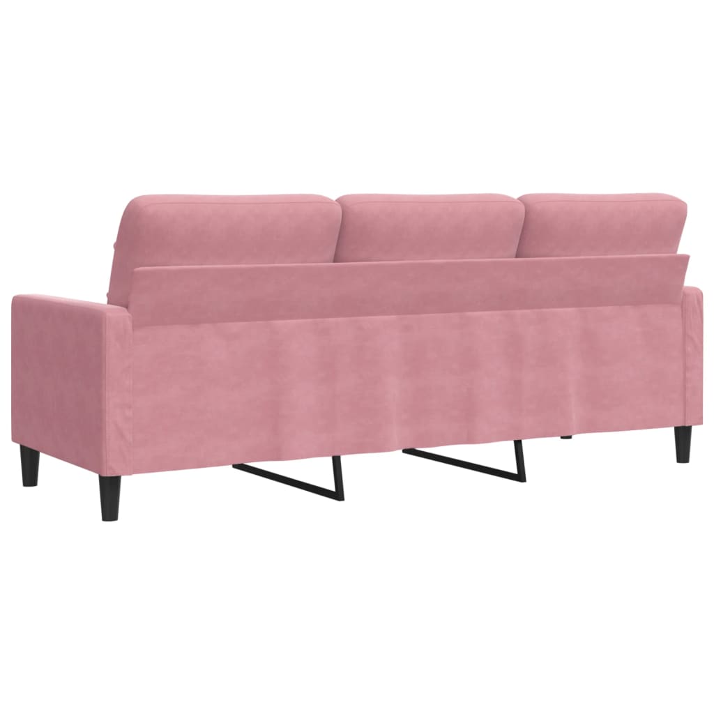 Trivietė sofa, rožinės spalvos, 180cm, aksomas