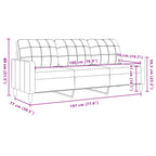Trivietė sofa, rožinės spalvos, 180cm, aksomas