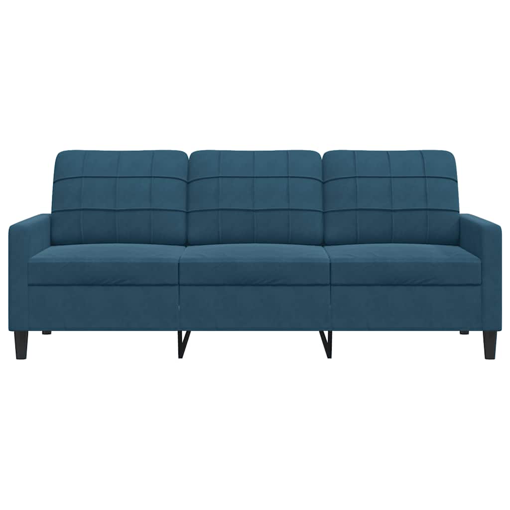 Trivietė sofa, mėlynos spalvos, 180cm, aksomas
