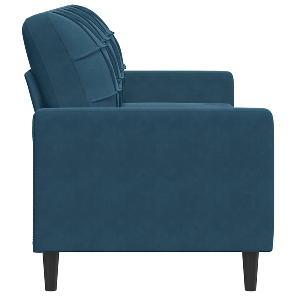 Trivietė sofa, mėlynos spalvos, 180cm, aksomas