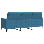 Trivietė sofa, mėlynos spalvos, 180cm, aksomas