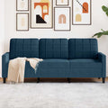 Trivietė sofa, mėlynos spalvos, 180cm, aksomas