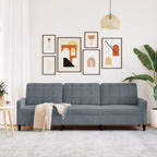 Trivietė sofa, tamsiai pilkos spalvos, 210cm, aksomas