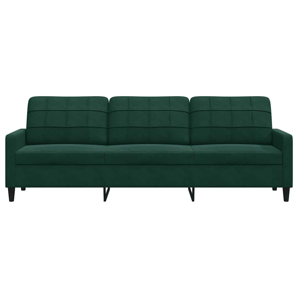 Trivietė sofa, tamsiai žalios spalvos, 210cm, aksomas