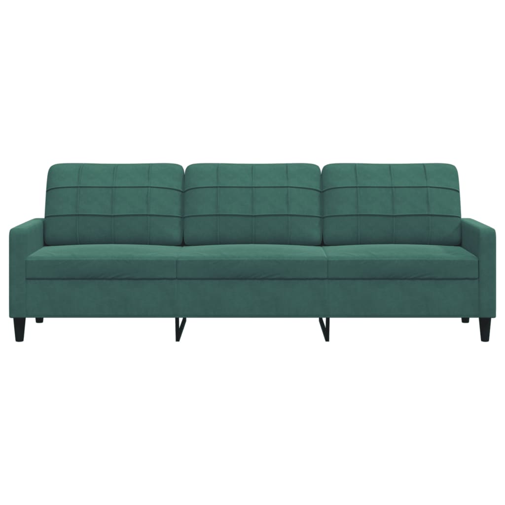 Trivietė sofa, tamsiai žalios spalvos, 210cm, aksomas