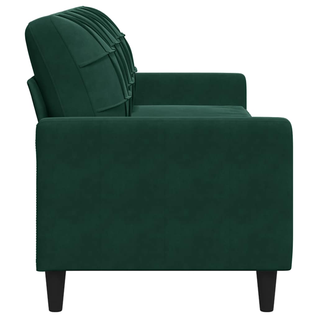 Trivietė sofa, tamsiai žalios spalvos, 210cm, aksomas
