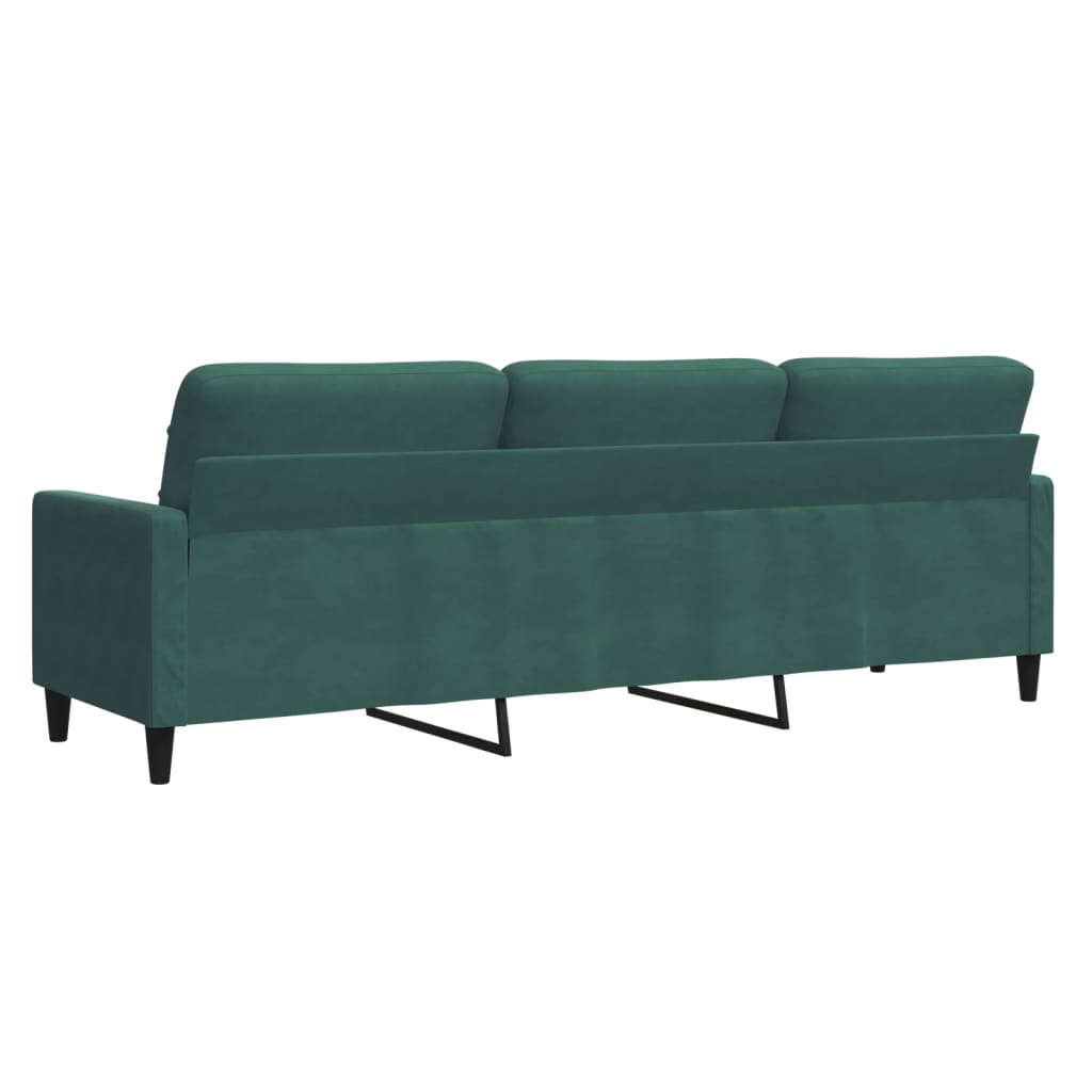 Trivietė sofa, tamsiai žalios spalvos, 210cm, aksomas