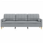 Trivietė sofa su pagalvėlėmis, šviesiai pilka, 210cm, audinys