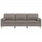 Trivietė sofa su pagalvėlėmis, taupe spalvos, 210cm, audinys