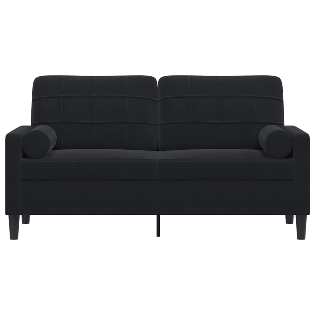 Dvivietė sofa su pagalvėlėmis, juodos spalvos, 140cm, aksomas