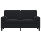 Dvivietė sofa su pagalvėlėmis, juodos spalvos, 140cm, aksomas