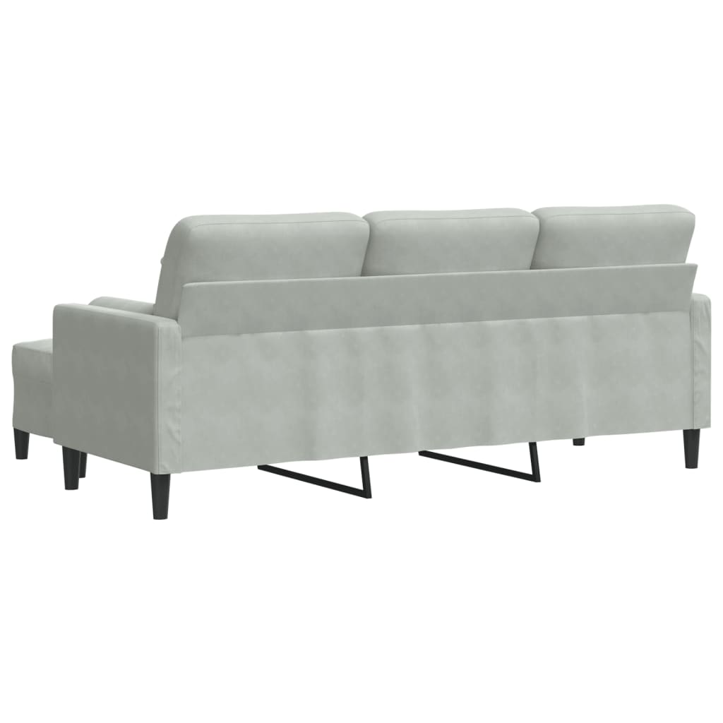 Trivietė sofa su pakoja, šviesiai pilka, 180cm, aksomas