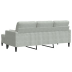 Trivietė sofa su pakoja, šviesiai pilka, 180cm, aksomas