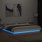 Lovos rėmas su LED, baltas, 200x200cm, apdirbta mediena
