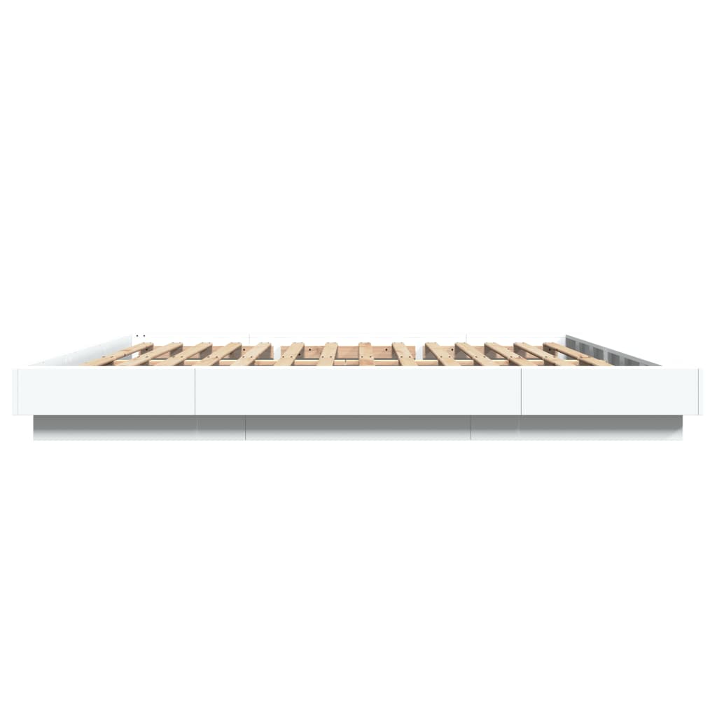 Lovos rėmas su LED, baltas, 200x200cm, apdirbta mediena