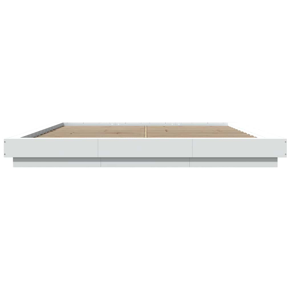 Lovos rėmas su LED, baltas, 180x200cm, apdirbta mediena