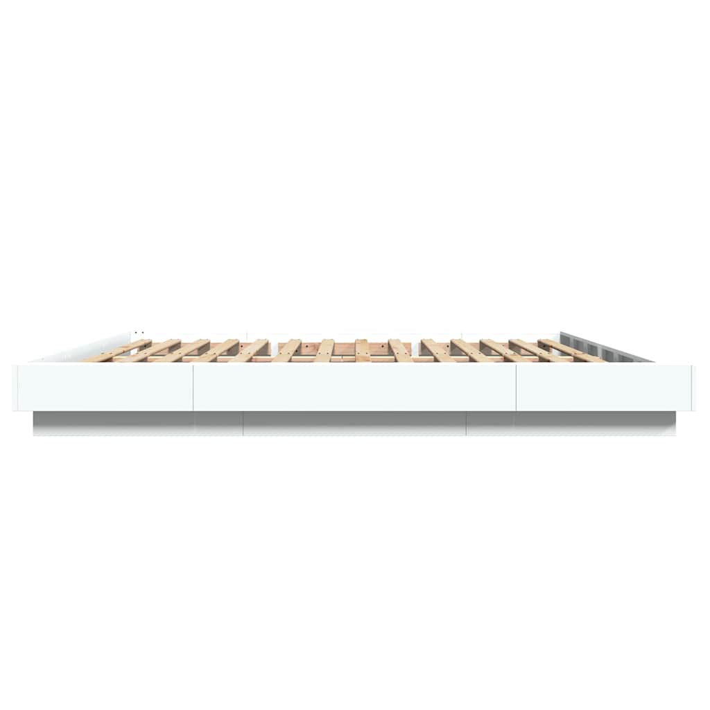 Lovos rėmas su LED, baltas, 180x200cm, apdirbta mediena