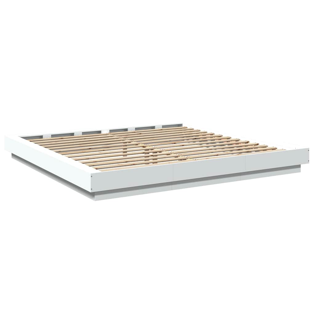 Lovos rėmas su LED, baltas, 180x200cm, apdirbta mediena