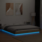 Lovos rėmas su LED, ąžuolo, 160x200cm, apdirbta mediena