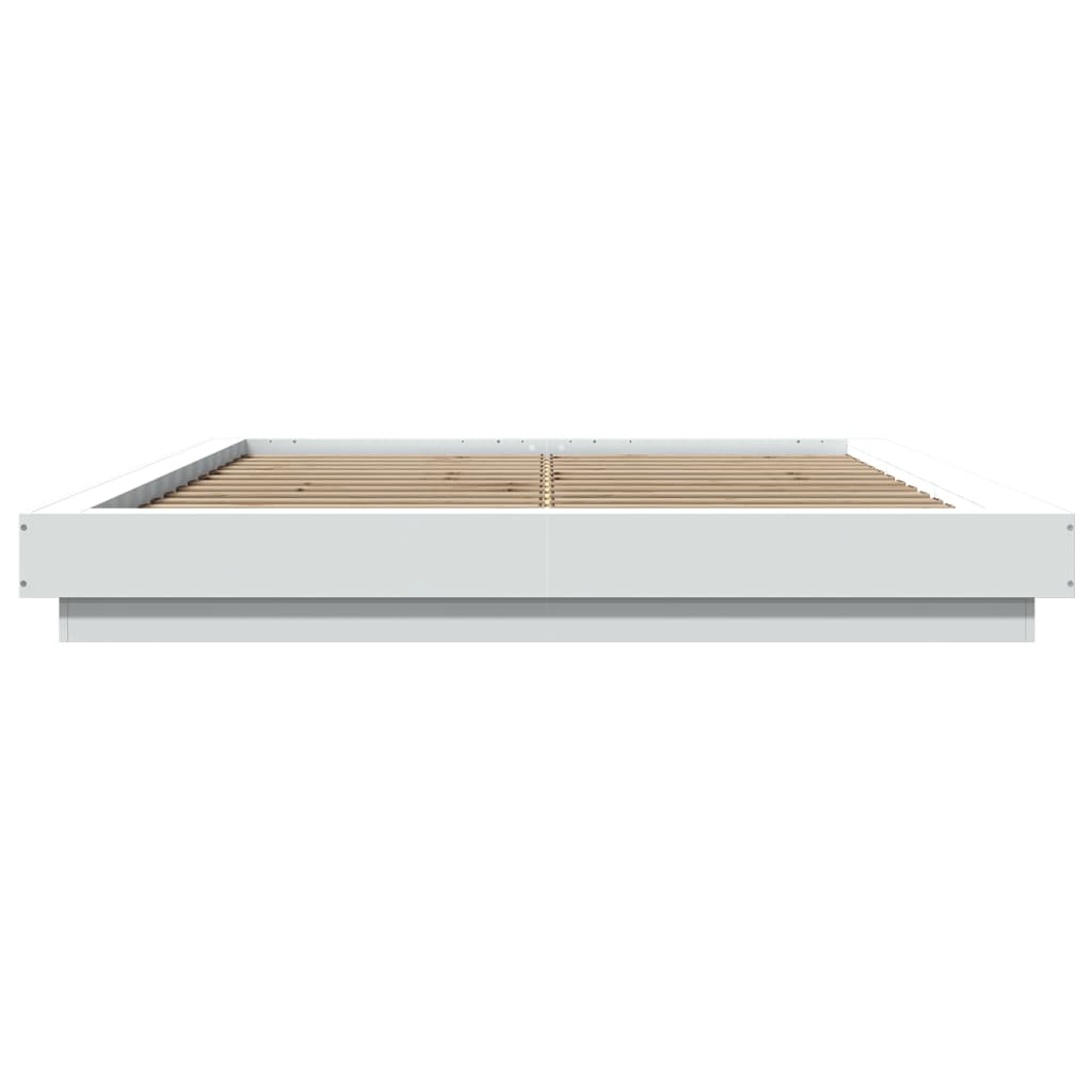 Lovos rėmas su LED, baltas, 150x200cm, apdirbta mediena