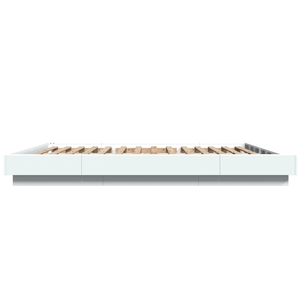 Lovos rėmas su LED, baltas, 150x200cm, apdirbta mediena