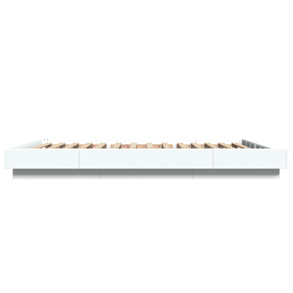 Lovos rėmas su LED, baltas, 120x200cm, apdirbta mediena