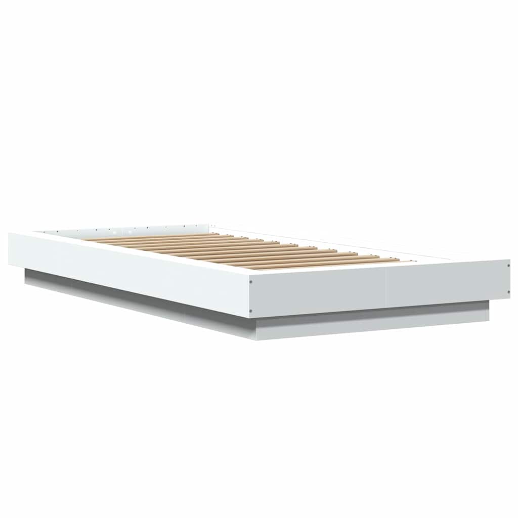 Lovos rėmas su LED, baltas, 100x200cm, apdirbta mediena