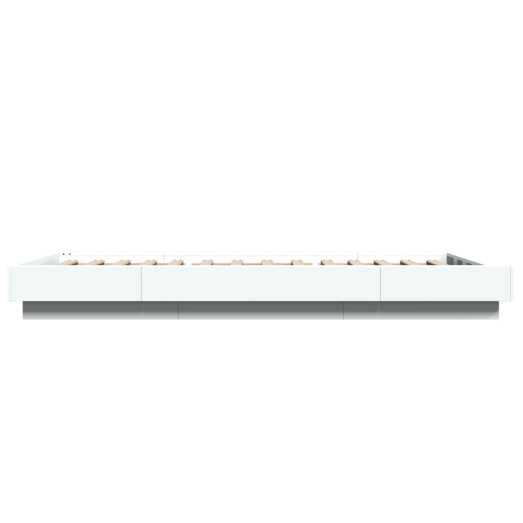 Lovos rėmas su LED, baltas, 90x200cm, apdirbta mediena