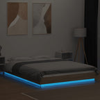 Lovos rėmas su LED, ąžuolo, 120x190cm, apdirbta mediena