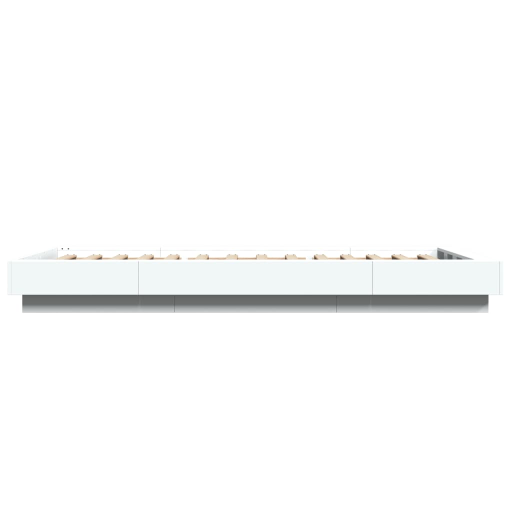 Lovos rėmas su LED, baltas, 90x190cm, apdirbta mediena