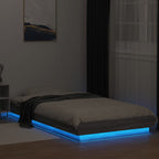 Lovos rėmas su LED, pilkas ąžuolo, 90x190cm, apdirbta mediena