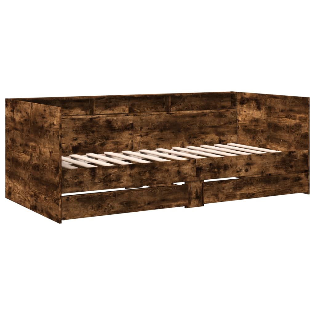 Kušetė su stalčiais be čiužinio, dūminio ąžuolo, 100x200 cm