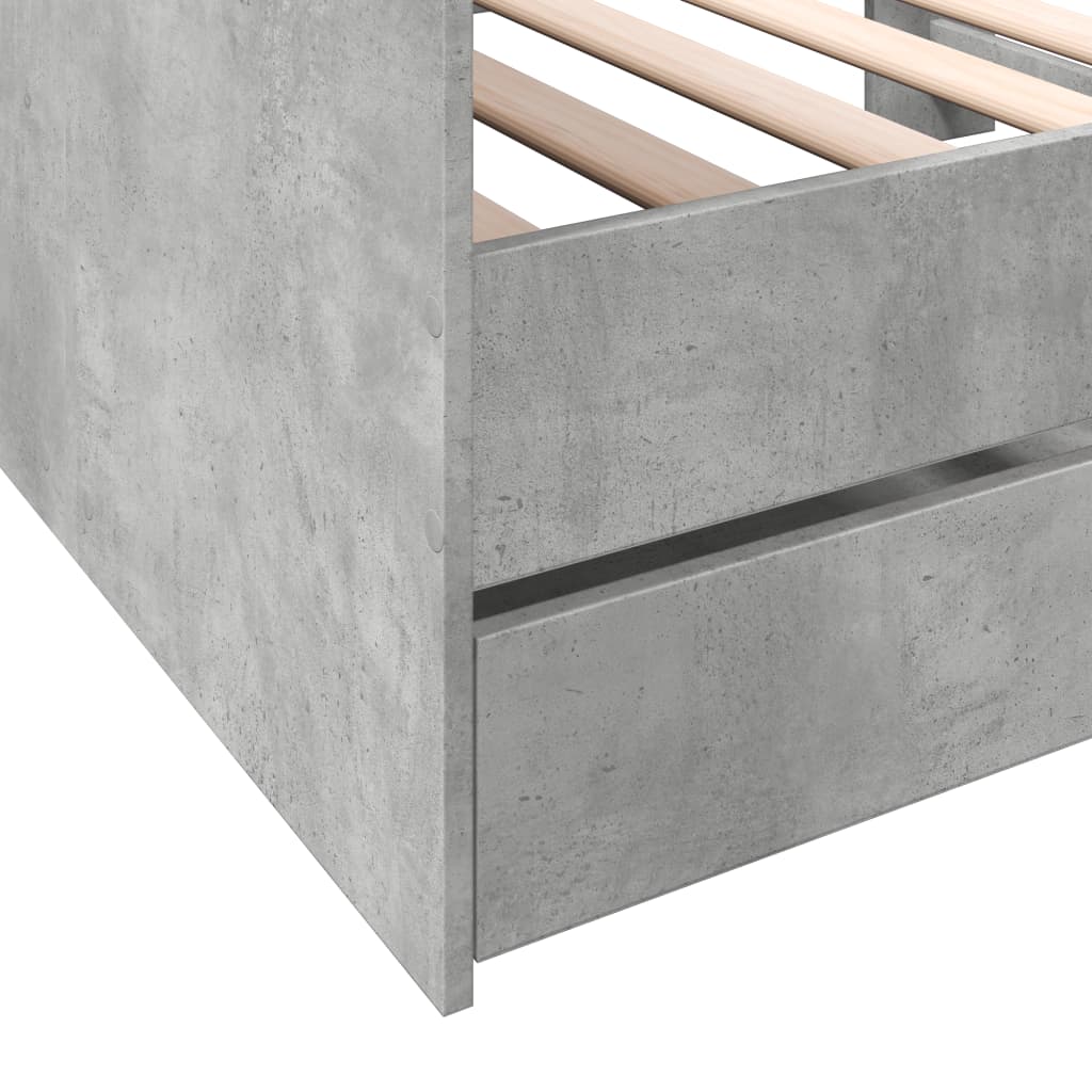 Kušetė su stalčiais be čiužinio, betono pilka, 75x190 cm