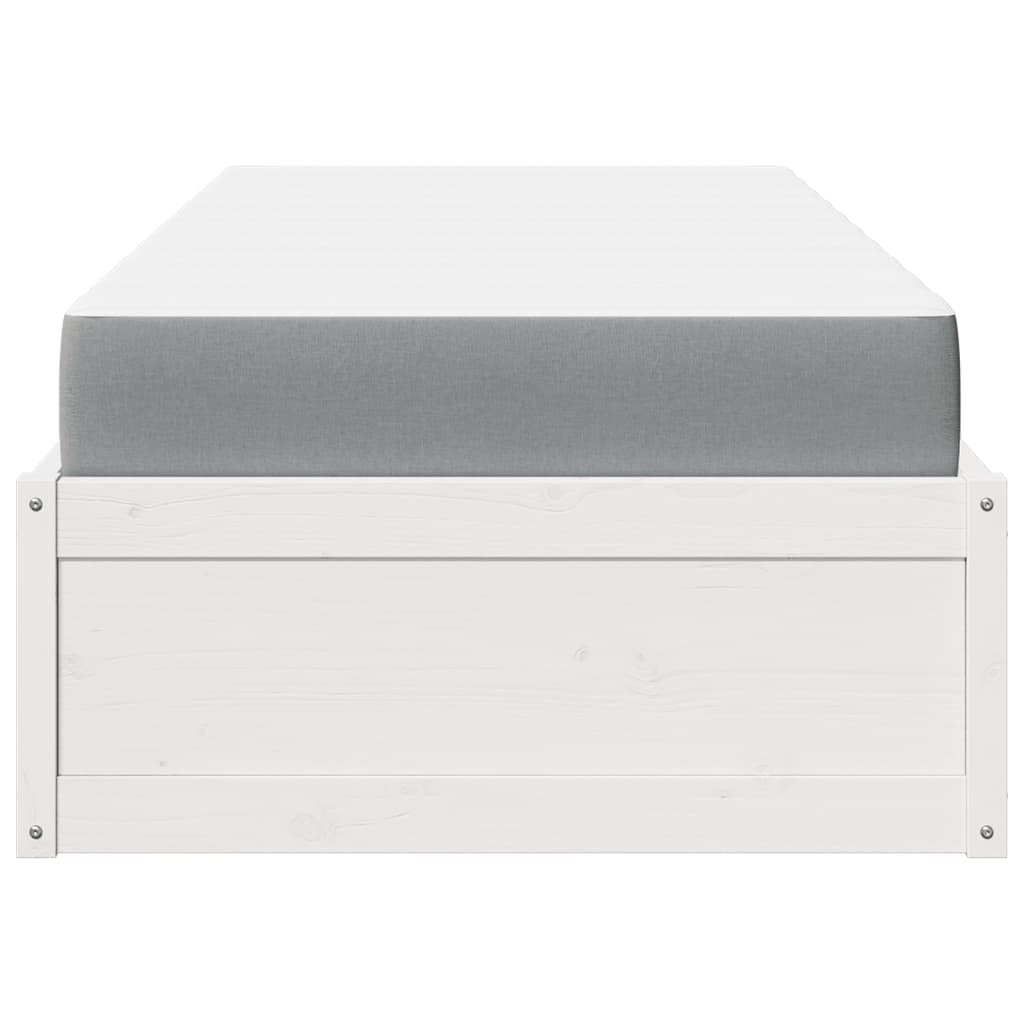 Lova su čiužiniu, balta, 90x190cm, pušis