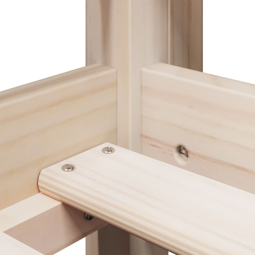 Aukšta lova su kopėčiomis ir stogu, 80x200cm, pušies masyvas