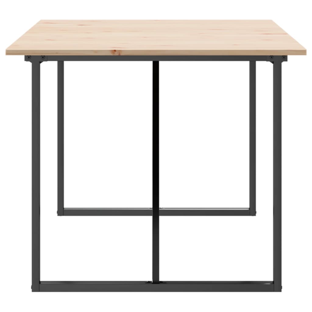 Valgomojo stalas, 180x90x75cm, pušis ir plieninis, O formos rėmas