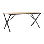 Valgomojo stalas, 180x90x75cm, pušis ir plieninis, X formos rėmas