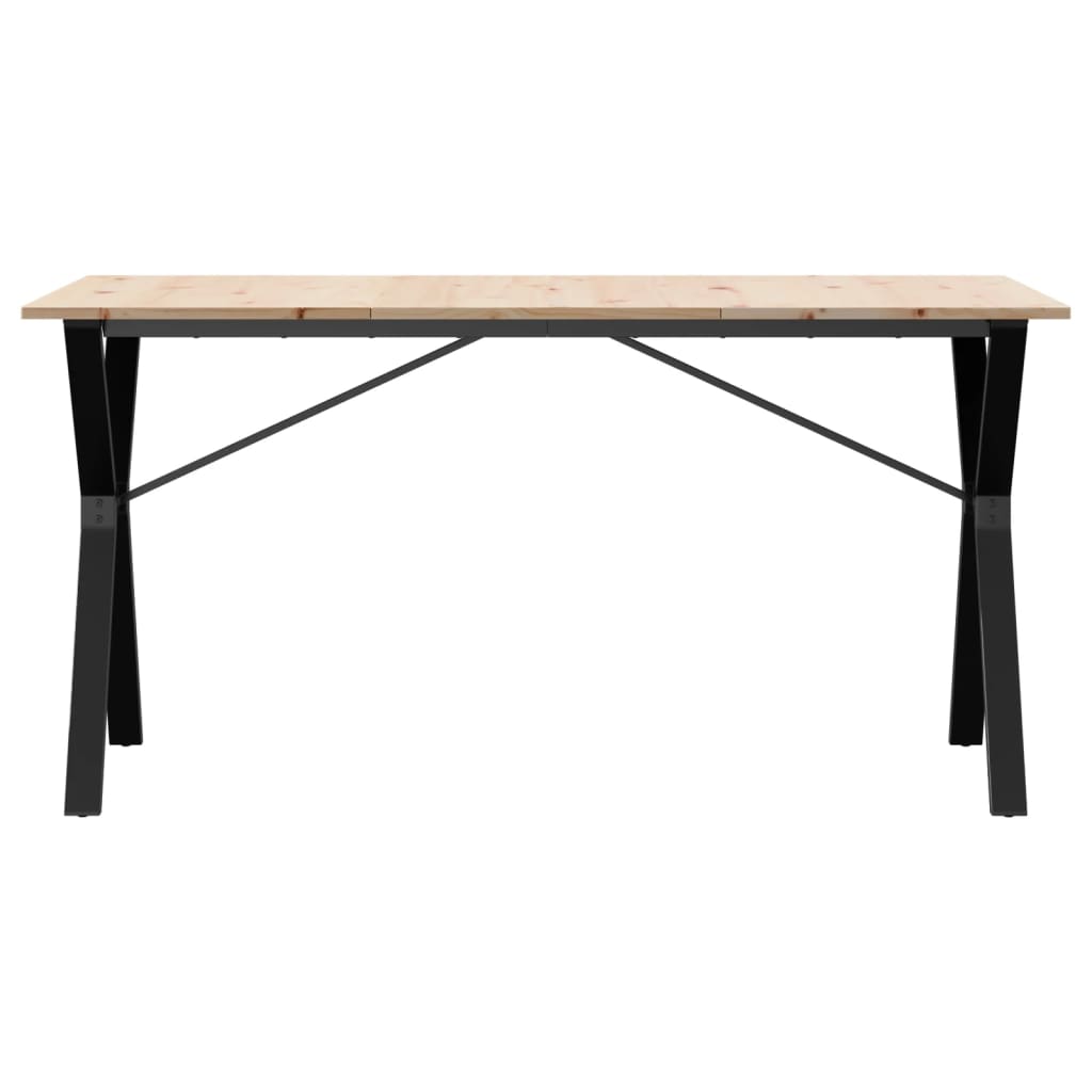 Valgomojo stalas, 160x80x75cm, pušis ir plieninis, Y formos rėmas