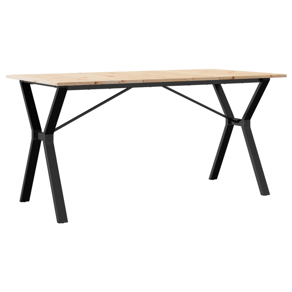 Valgomojo stalas, 160x80x75cm, pušis ir plieninis, Y formos rėmas