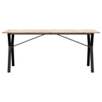 Valgomojo stalas, 180x90x75cm, pušis ir plieninis, Y formos rėmas