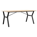 Valgomojo stalas, 180x90x75cm, pušis ir plieninis, Y formos rėmas