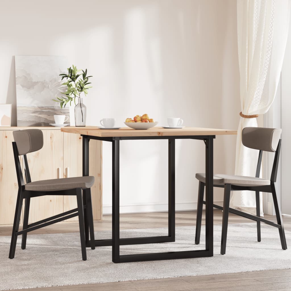 Valgomojo stalas, 90x90x75,5cm, pušis ir plieninis, O formos rėmas
